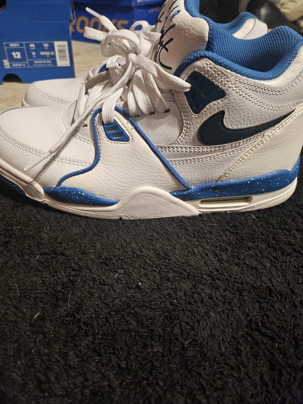 Nike Air Flight White & Blue Retro Basketball Sneakers